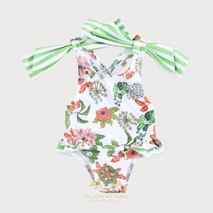 NWT Pretty Girls One-Piece Swimsuit Swimwear for Kids Botanicals Flowers 3-4T